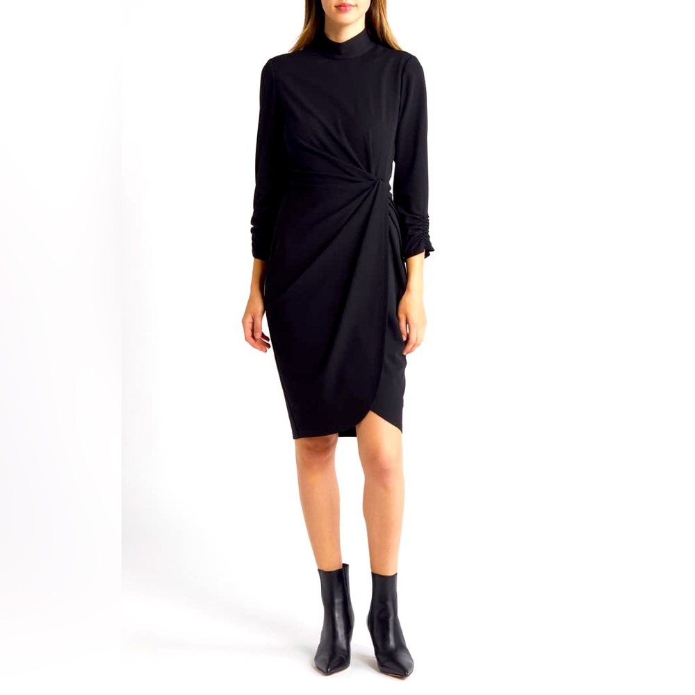 ♥️ Mock Neck Side Twist Sheath Dress